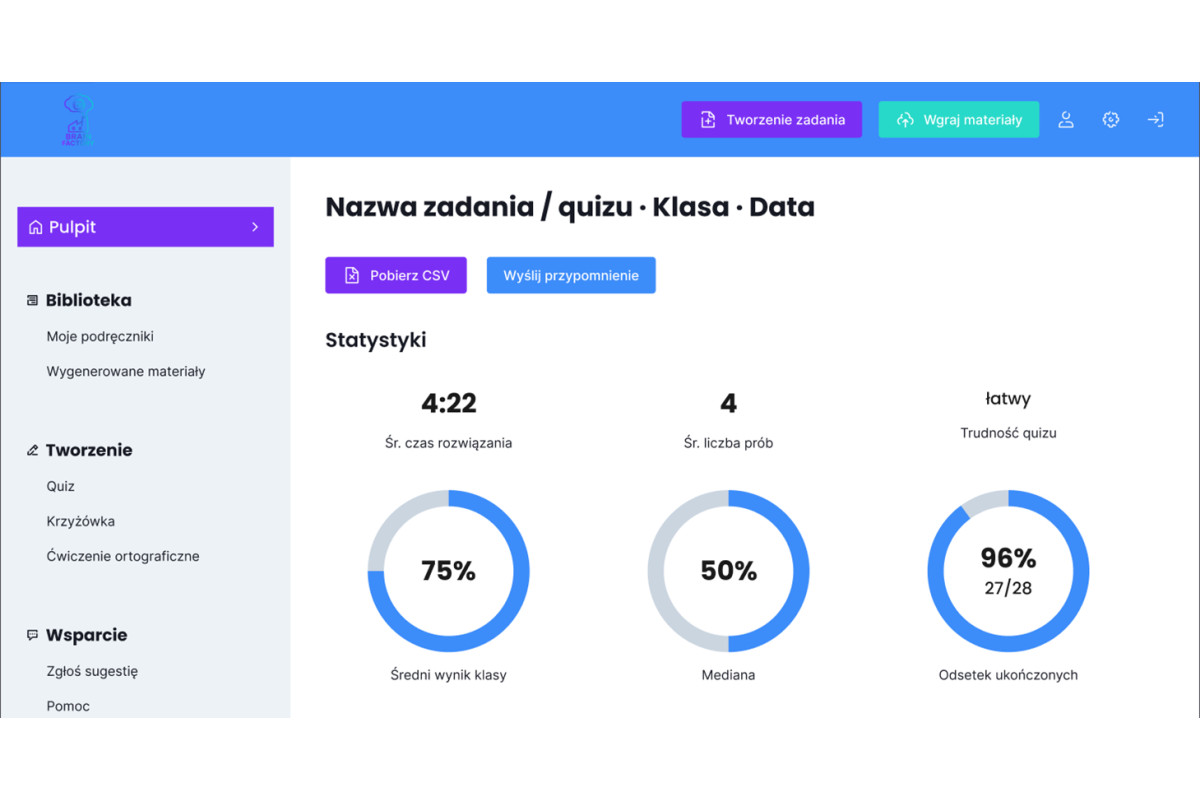 Aplikacja Brain Factory | Narzędzie AI wspierających pracę nauczyciela | Interaktywne testy i quizy